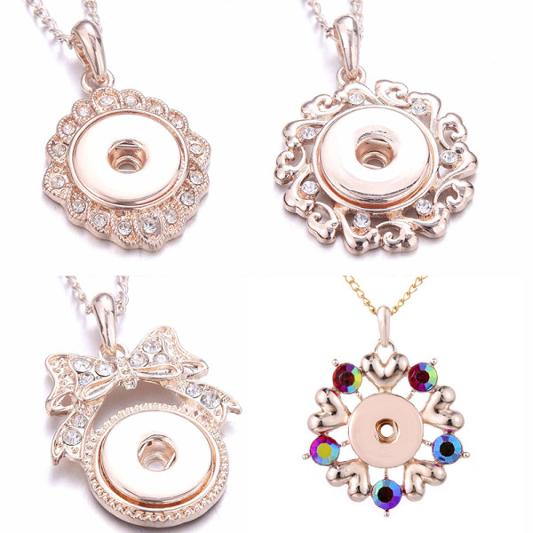 Rose gold Metal Pendant 60CM Necklace for 20mm Snaps button jewelry wholesale
