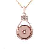 Rose gold Metal Pendant 60CM Necklace for 20mm Snaps button jewelry wholesale