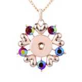 Rose gold Metal Pendant 60CM Necklace for 20mm Snaps button jewelry wholesale