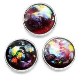 18MM Resin double color matte round  snap button charms