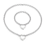 Stainless steel love bracelet necklace set Valentine's Day gift
