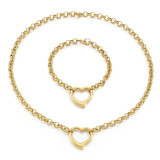 Stainless steel love bracelet necklace set Valentine's Day gift