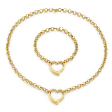Stainless steel love bracelet necklace set Valentine's Day gift