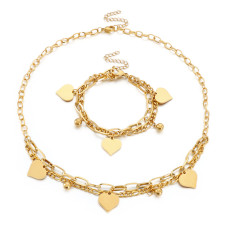 Stainless steel love bracelet necklace set Valentine's Day gift