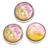 18MM Resin double color matte round  snap button charms
