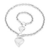 Stainless steel love bracelet necklace set Valentine's Day gift