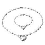 Stainless steel love bracelet necklace set Valentine's Day gift