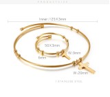 Stainless Steel cross Necklace Bracelet Set Valentine's Day Gift