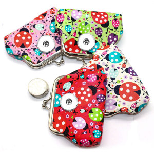 20MMPU cute ladybird zero wallet storage bag is suitable for Snaps button jewelry wholesale