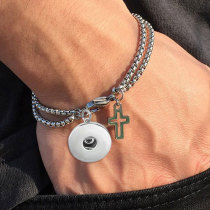 Stainless steel hand decorated cross hollow bracelet bracelet for 20MM Snaps button jewelry wholesale