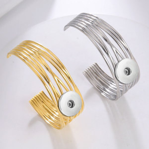 Stainless steel Eight line cross opening hollow bracelet for 20MM Snaps button jewelry wholesale
