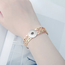 Stainless steel opening adjustable love bracelet for 20MM Snaps button jewelry wholesale