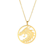 Stainless steel hollow faucet circle pendant necklace