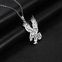 Stainless Steel Eagle Mountain Forest Night View Pendant Necklace