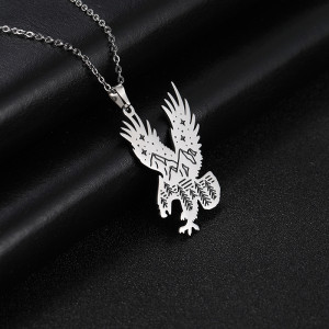 Stainless Steel Eagle Mountain Forest Night View Pendant Necklace