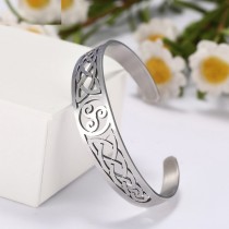 Stainless Steel Odin Triangle Fire Wheel Symbol Open Bracelet