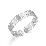 Stainless steel open adjustable hollow bracelet