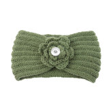 Winter Knit Headband  snap button beige for 20MM Snaps button jewelry wholesale