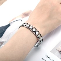 Stainless steel open adjustable hollow bracelet