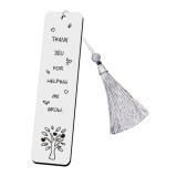 Stainless steel matte bookmark leaf tassel pendant
