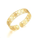 Stainless steel open adjustable hollow bracelet