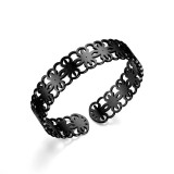 Stainless steel open adjustable hollow bracelet
