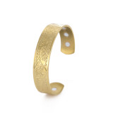 Stainless steel plant tree opening bracelet (with or without magnet version) street hip-hop style