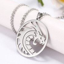 Stainless steel hollow faucet circle pendant necklace