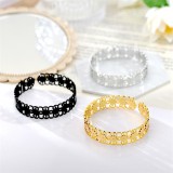 Stainless steel open adjustable hollow bracelet
