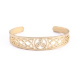 Stainless Steel Odin Triangle Fire Wheel Symbol Open Bracelet