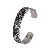 Stainless steel plant tree opening bracelet (with or without magnet version) street hip-hop style