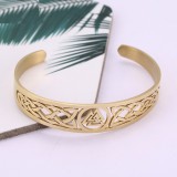 Stainless Steel Odin Triangle Fire Wheel Symbol Open Bracelet