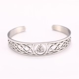 Stainless Steel Odin Triangle Fire Wheel Symbol Open Bracelet