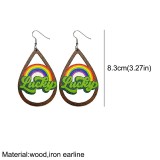 St. Patrick's Day Lucky Grass Green Rainbow Beard Irish Wooden Earrings