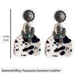 Animal grain leather jewelry Bohemian horse hair pumpkin flowers cactus turquoise fashion earrings