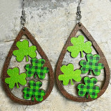 St. Patrick's Day Lucky Grass Green Rainbow Beard Irish Wooden Earrings