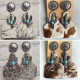 Animal grain leather jewelry Bohemian horse hair pumpkin flowers cactus turquoise fashion earrings
