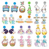 Acrylic printed Easter gnome goblin holiday rabbit radish truck egg dwarf earrings