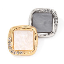 20MM Metal square diamond set rhinestone for snap button charms