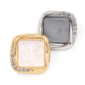 20MM Metal square diamond set rhinestone for snap button charms