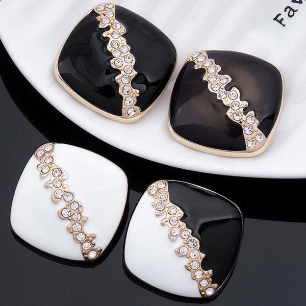 23MM Metal diamond square black and white for snap button charms