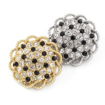 23MM Metal rhinestone flower shape snap button charms