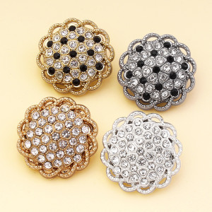 23MM Metal rhinestone flower shape snap button charms