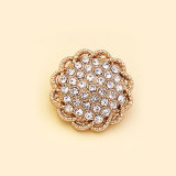 23MM Metal rhinestone flower shape snap button charms
