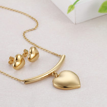 Stainless steel heart-shaped necklace earring set