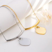 Stainless steel heart-shaped necklace earring set