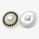 22MM Metal round pearl black diamond snap button charms