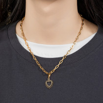 Stainless steel o-chain radial love necklace