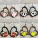 Love Sports Earrings Football Baseball Rugby Basketball Tennis Volleyball Wooden Earrings Geometric Hollow