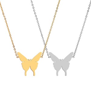 Stainless steel three-dimensional butterfly pendant necklace